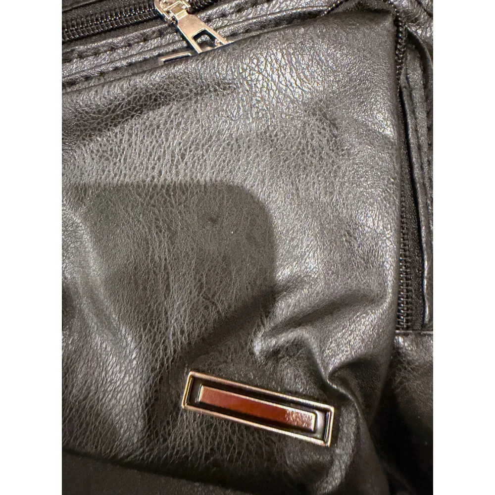 Unisex Sling Crossbody Bag Black 2 Pc Bundle Faux Leather Travel Urban Streetwea